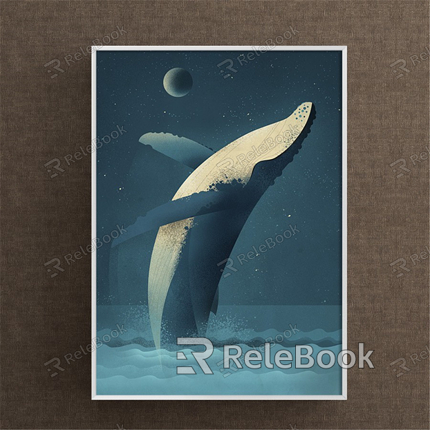 Modern Animal Painting Blue Living Room Animal Dolphin Decorative Painting model