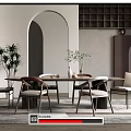 Table and Chair Combination Plant Potted Single Chair 3d model