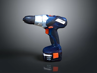 WORX Cordless Drill Blue And Silver Design With 18V Battery And Orange Button 3d model