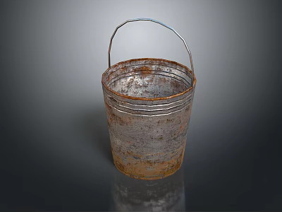 Rusty Metal Bucket With Handle Classic Vintage Household Item For Daily Use 3d model