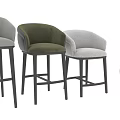 Stylish Modern Bar Stool With Green Upholstered Seat Backrest And Black Frame