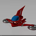 Red Futuristic Spacecraft With Blue Cockpit And Circular Thrusters For Cosmic Exploration Missions