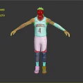Man Wearing White Rockets Basketball Jersey Number 4 With Red Shorts Tattoos And Arms Outstretched