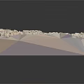 Detailed 3D Terrain Model With Mountain Ranges River And Bridge