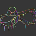 Roller Coaster Model With Blue Supports Yellow Tracks Complex Curves And Loop Dark Background Reflective Effect 3d model