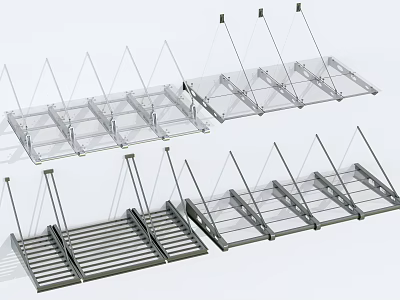 Sturdy Outdoor Awning Structures with Metal Frames and Transparent Covers in Various Designs 3d model