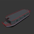 3D Model of a Boat With Deck Railing and Windows Structure Design 3d model