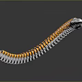 Mechanical Snake Device With Orange Silver Segments Curved Structure And Head Tail Design 3d model