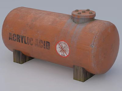 Industrial Acrylic Acid Storage Tank With Wooden Supports And No Smoking Sign 3d model