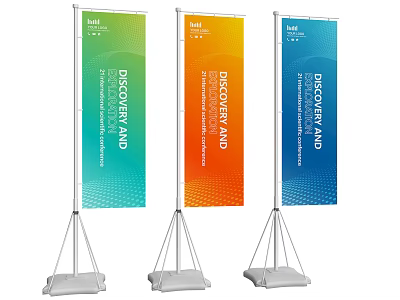 Colorful Retractable Banners With Gradient Hues And Geometric Patterns For Events 3d model