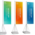 Colorful Retractable Banners With Gradient Hues And Geometric Patterns For Events