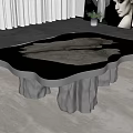 Modern Coffee Table With Textured Wooden Top And Metallic Legs On Light Grey Rug