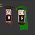 Vintage Wooden Wall Clocks With Clock Face Pendulum And Red Cloth Covering