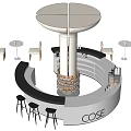 Modern Circular Bar Design With Black High Stools Wooden Barrels And Round Tables