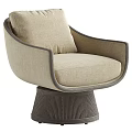 Light Gray Accent Chair With Black Frame And Ribbed Cylindrical Base 3d model