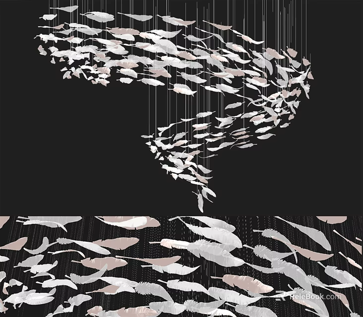 Elegant Modern Crystal Chandelier with Silver Fish Shaped Decor Hanging Design 3d model 