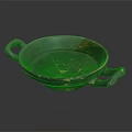 Vintage Dark Ceramic Plate With Two Handles Worn Texture And Cracked Details For Household Use