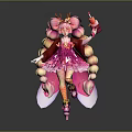 Cute Game and Movie Character With Pink Twin Ponytails And Bow Dress And Decorative Headwear