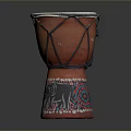 Traditional Handcrafted Djembe Drum with White Drumhead and Colorful Base Patterns