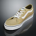 Vans Khaki Canvas Casual Shoes With White Laces And Low Top Design