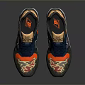 Stylish New Balance Lifestyle Sneakers With Navy Blue Orange Camouflage And White Sole