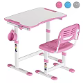 Kids Adjustable Height Study Desk With Colorful Chair And Modern Design