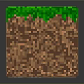 Cartoon Style Pixel Art Grass Block With Green Top And Brown Dirt Texture