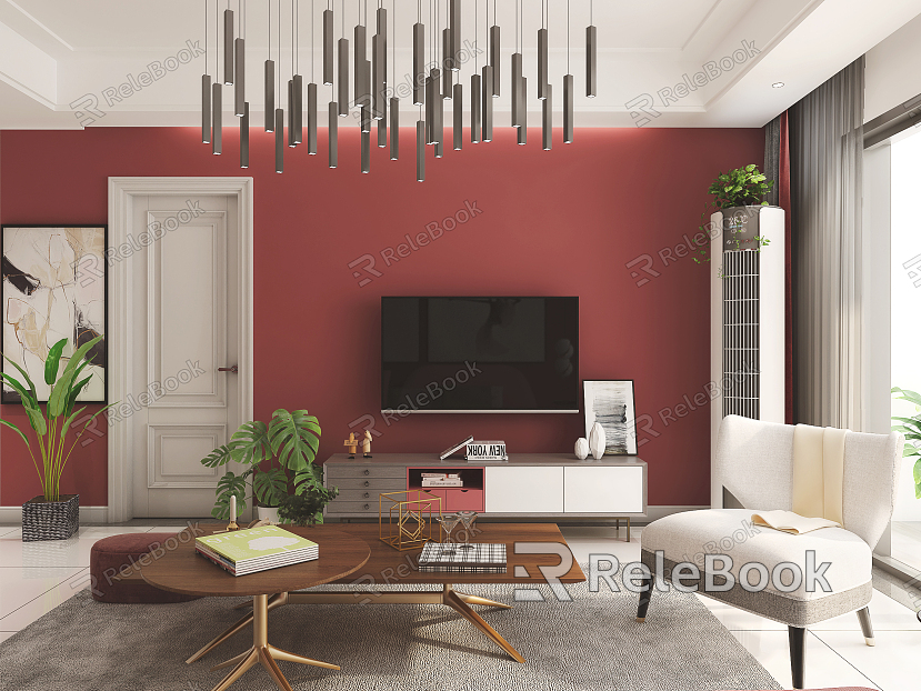 Light Luxury Living Room Guest Dining Room Background Wall model