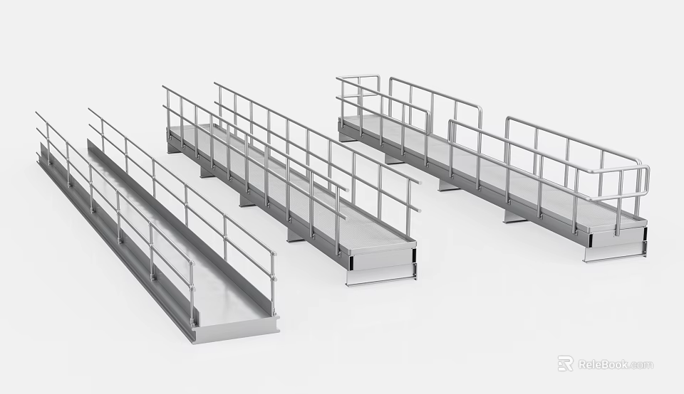 Durable Metal Ramps with Safety Railings Heavy Duty Industrial Hardware Tools 3d model 
