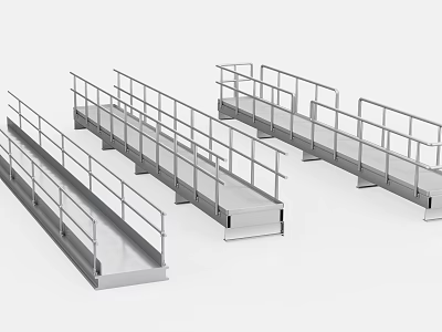 Durable Metal Ramps with Safety Railings Heavy Duty Industrial Hardware Tools 3d model