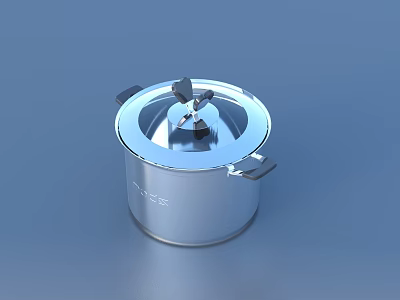 Modern Stainless Steel Cooking Pot With Lid And Handles Kitchenware 3d model