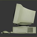 Vintage Computer Setup With CRT Monitor CPU Tower Keyboard And Mouse