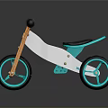 Stylish Kids Tricycle With Wooden Frame Orange Turquoise Wheels Black Seat And Handles