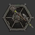 Game and Movie Character in Ornate Armor Holding Large Hammer on Hexagonal Platform
