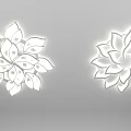 White Lotus Shaped Ceiling Light with Petal Design and Soft Illumination 3d model
