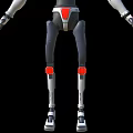 Intelligent Robot With Gray White Body And Red Accents Standing On Black Background