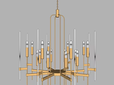 Modern Stylish Chandelier With Golden Metal Frame And Multiple Slim Arms 3d model