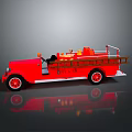 Vintage Red Fire Truck Model With Ladder Seats And Black Wheels