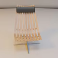 Wooden Strip Leisure Chair With Curved Backrest And Stable Base