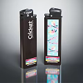 Cricket Lighters With Brown Case And Colorful Bird Pattern Design 3d model