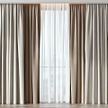 Modern Beige And White Curtains With Sheer Layers For Home Window Treatment
