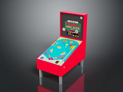Red Cabinet Retro Computer Arcade Machine With Colorful Game Screen And Vintage Controls 3d model