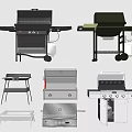 Different Types Of Outdoor Grills With Portable Standing Metal Frame And Shelf Designs