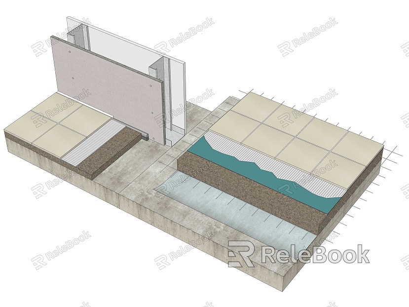 Process drawing of light partition wall and floor closing model