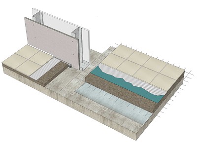 Process drawing of light partition wall and floor closing model