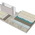 Process drawing of light partition wall and floor closing 3d model
