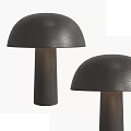 Minimalist Two Black Wooden Mushroom Table Lamps With Natural Wood Grain Design