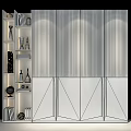 Modern Wardrobe Design With Vertical Striped Panels And Built in Lighting Features 3d model