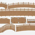 Wooden Landscape Bridges With Various Curved And Straight Designs And Railings