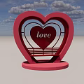 Romantic Heart Shaped Photo Spot With Love Sign Bench Grassland Flowers And Blue Sky